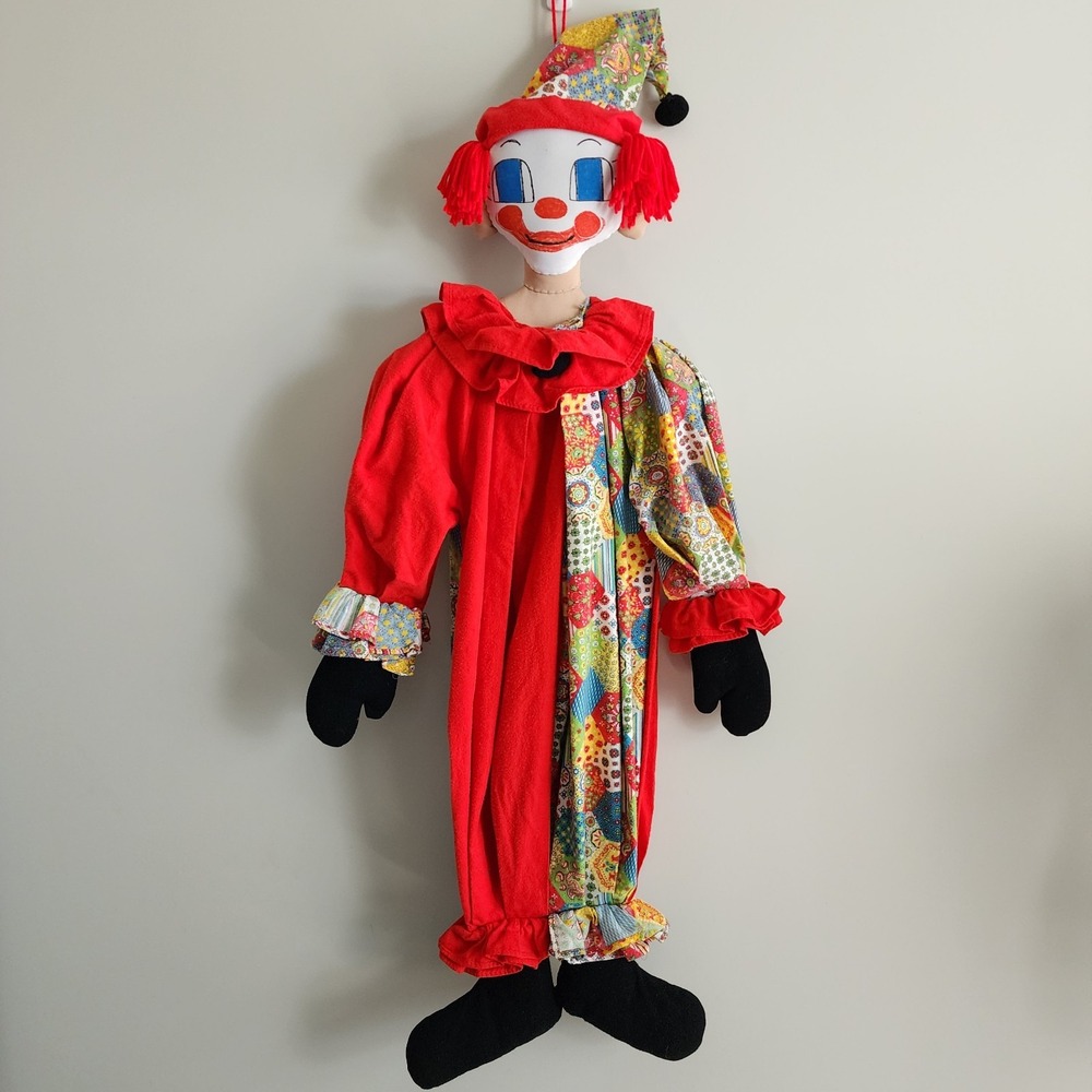 Huge Creepy Clown Doll VTG Handmade Possessed Eerie Haunted Hanging Decor 80s